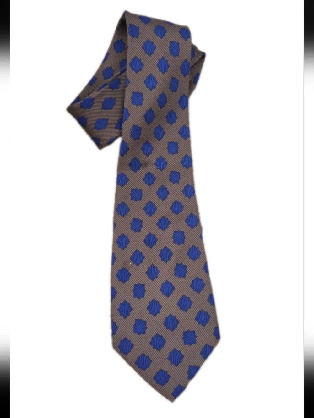 Valentino Mens Brown And Blue Designer Professional 100% Silk Italian Neck Tie